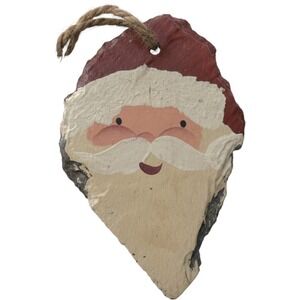 Plain Jane Handcrafted Slate Santa Claus Plaque Ornament Rustic Christmas Decor